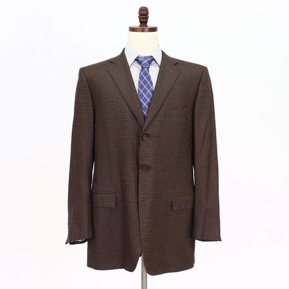 Ermenegildo Zegna 44L Brown Check 3-Button Sport Coat Blazer Jacket V104 - Picture 1 of 11